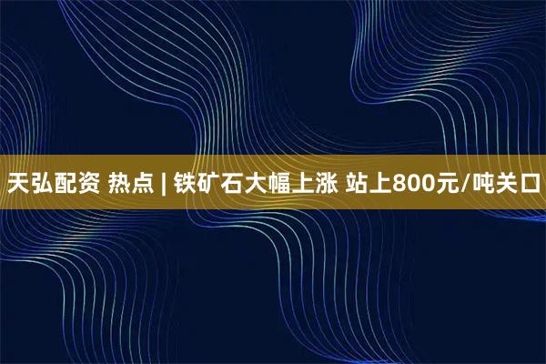天弘配资 热点 | 铁矿石大幅上涨 站上800元/吨关口